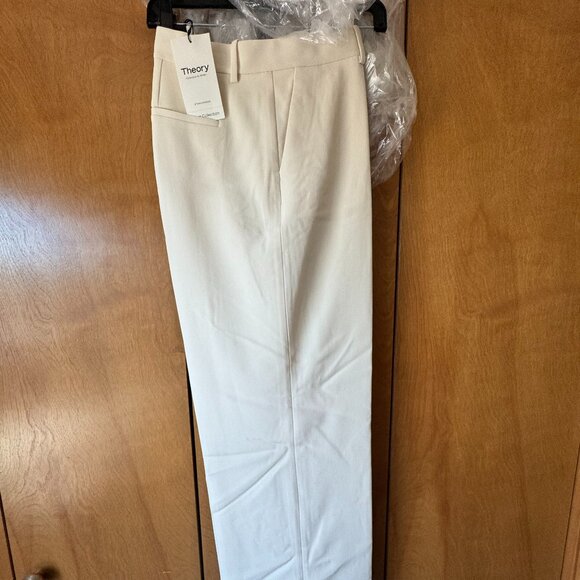 Theory Admiral Crepe Relaxed Straight Pants Color Rice - Picture 5 of 8